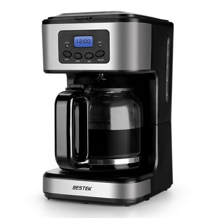 Compact 12-Cup Coffee Maker by Bestek- Digital Programmable, Automatic Drip with Carafe, Easy