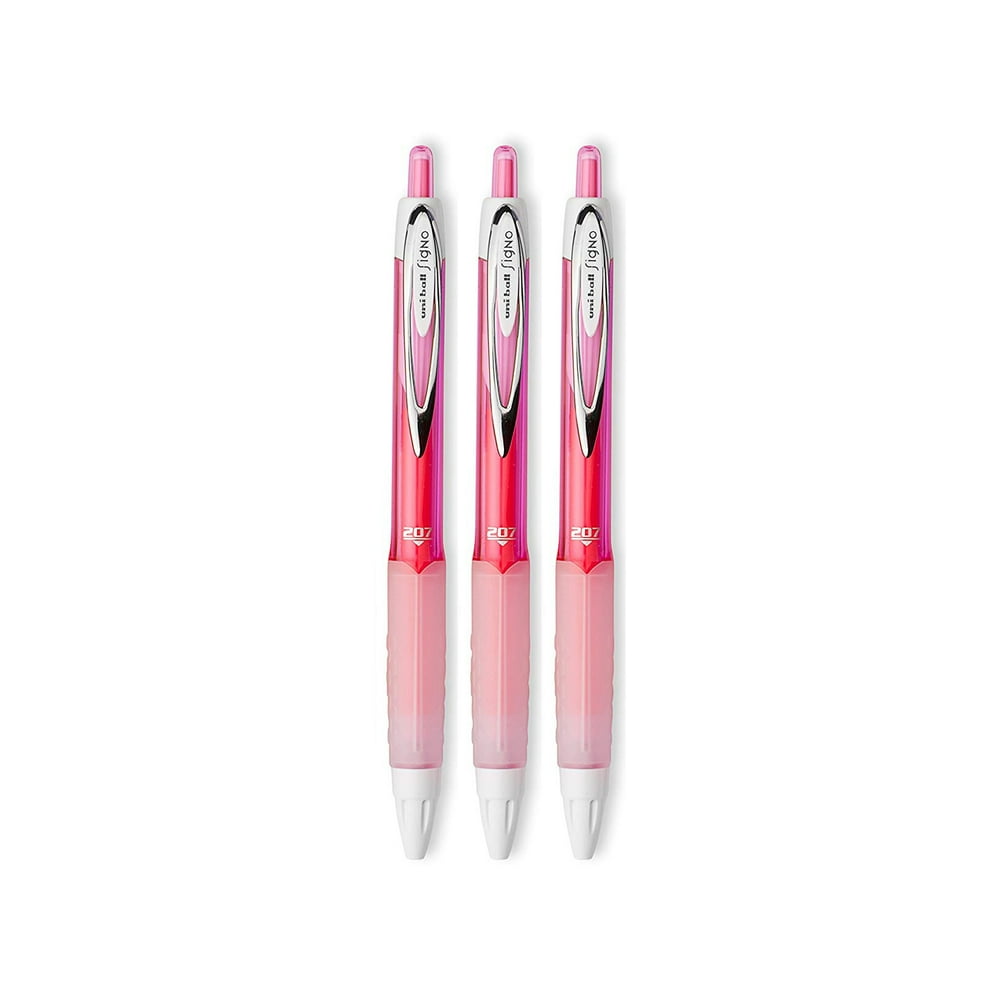 Uniball Signo 207 Retractable Gel Pens, Medium Point, 0.7mm, Pink Ink