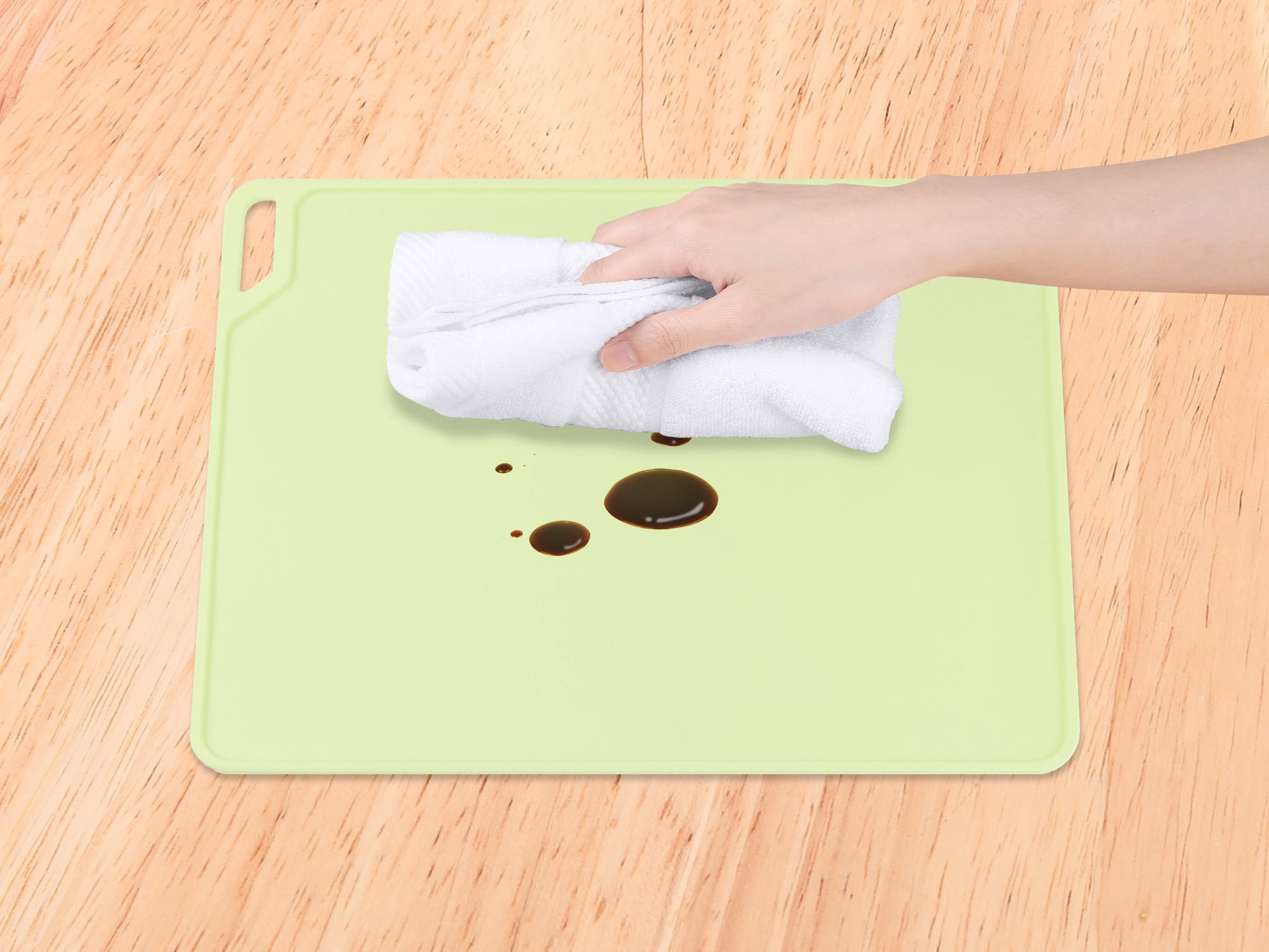 Unique Bargains Set of 6 Silicone Placemats for Kitchen Dining Table Decor Light Green