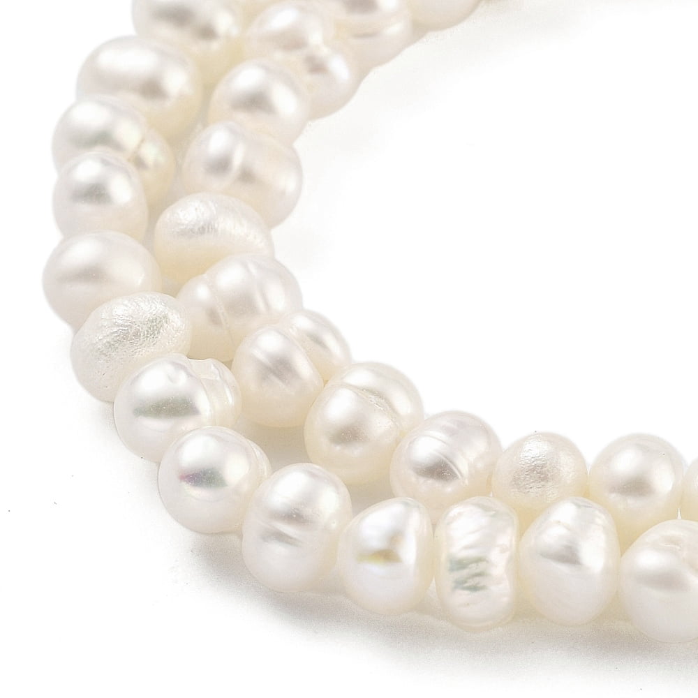 4strands Cultured Freshwater Pearl Beads Strands Potato Floral White 3.8~4.2mm Hole: 0.6mm about 43pcs/strand 6.50 inch(16.5cm)