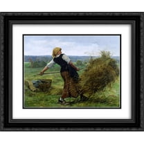Julien Dupre 2x Matted 24x20 Black Ornate Framed Art Print 'La Faneuse'
