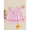 thumbnail image 5 of ZINTAOZT Baby Girl Stripe Summer Dress Ruffle Sleeveless Bunny Embroidery Loose Dress Toddler Easter Vacation Dress, 5 of 8