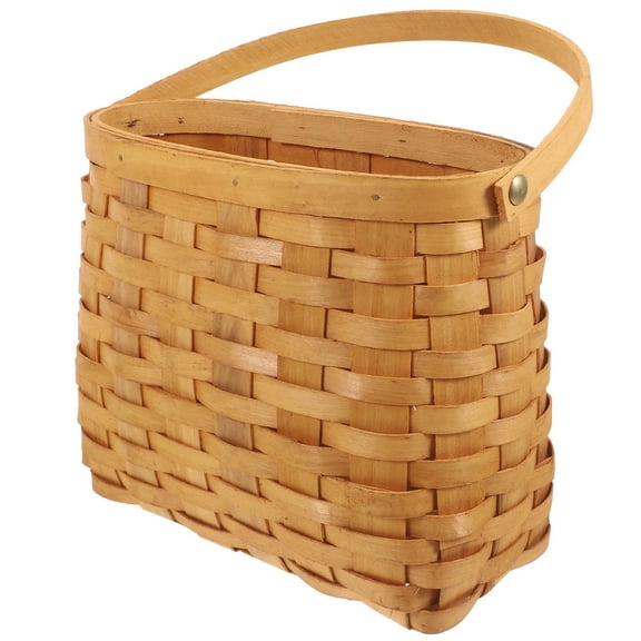 WORGEOUS Woven Basket With Handles For Business Opening Use In Brown Wood 1Pack