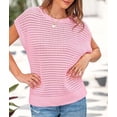 thumbnail image 4 of PRETTYGARDEN Womens Spring Tops Summer Shirts Crochet Cap Sleeve Sweater Pullover Cute Crew Neck Beach Cover Ups, 4 of 9