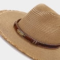 thumbnail image 5 of FUZHIQ Cowboy Straw Hat for Men Women Frayed Brim Woven Fedora Sun Hat Vintage Summer Cap for Outdoor Beach Vacation Travel,One Size, 5 of 5