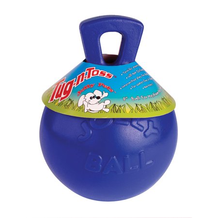 UPC: 0788169040821 | Jolly Pets Tug-N-Toss Ball with Handle Blue 8 inch Rubber Chew Toy for Dogs