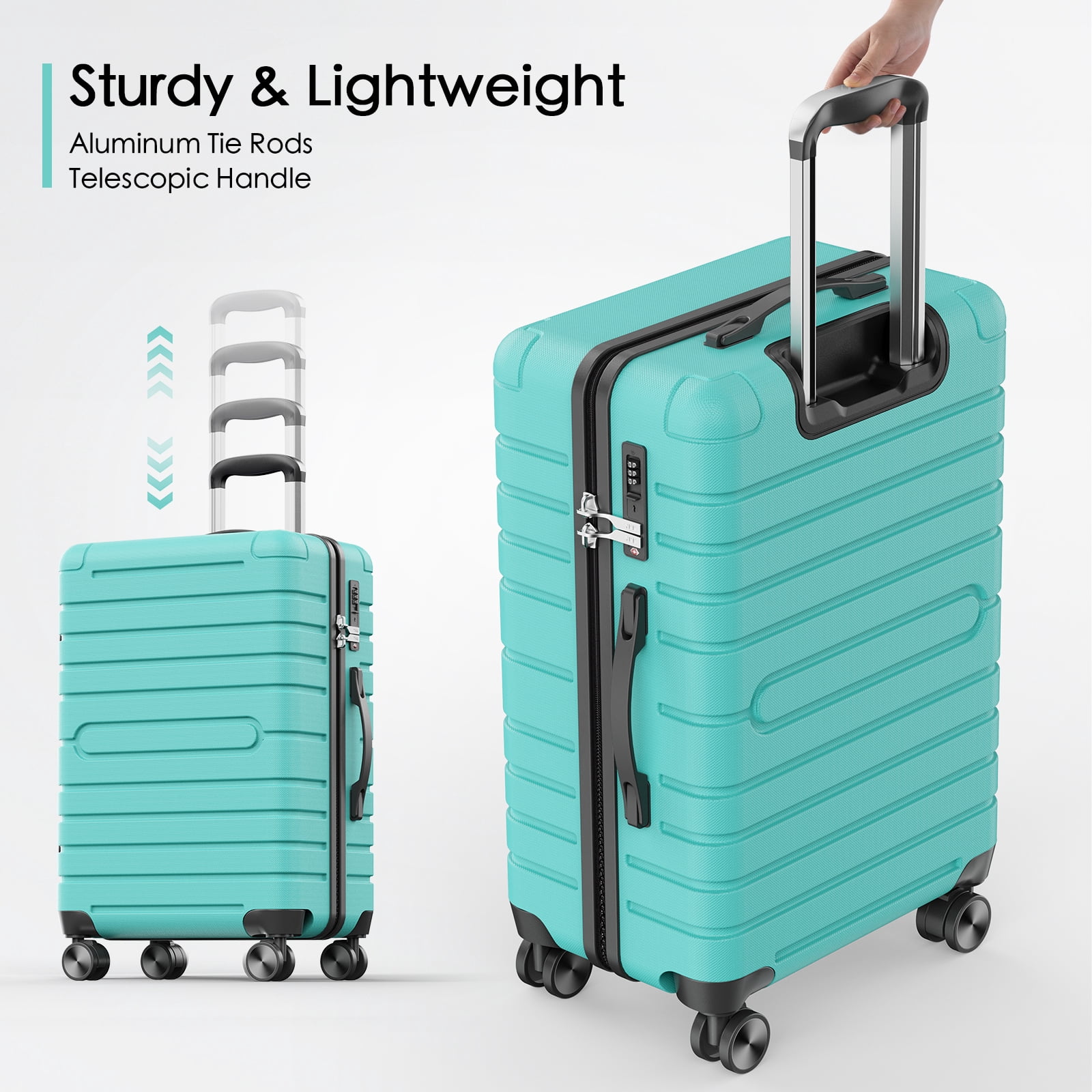 Vebreda 3 Piece Hardside Luggage Set with TSA Lock, 360° Spinner Wheels, Durable Lightweight Shell, Checked Suitcases (20”/24”/28”)