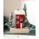 thumbnail image 3 of Decoración de mesa de madera de la cabaña roja de Navidad | Miniatura de la Casa de Nieve | Acento rústico de la aldea invernal | Tejado nevado detallado | Centro de mesa de la repisa navideña, 3 of 4