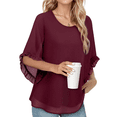 thumbnail image 2 of Weardear Blouses for Women Dressy Casual Womens 3/4 Ruffle Sleeve Tops Flowy Chiffon Blouses Double Layers Casual Shirts Tops, 2 of 5