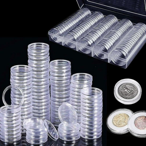 100 Uds cápsulas para monedas de plástico colección de monedas con caja de almacenamiento para colección de monedas (hy)