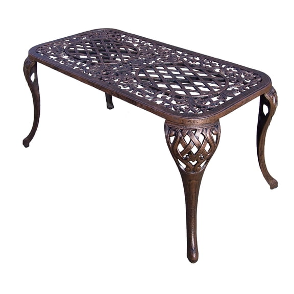 Cast Aluminum Cocktail Table With Ornate Lattice Design, Antique Bronze