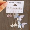 thumbnail image 1 of Juego de pendientes de aro de mariposa de 17KM, pendientes colgantes huecos de corazón para mujer, pendientes de tuerca de Color dorado y metálico, joyería de moda 2022 Dengxun unisex, 1 of 2