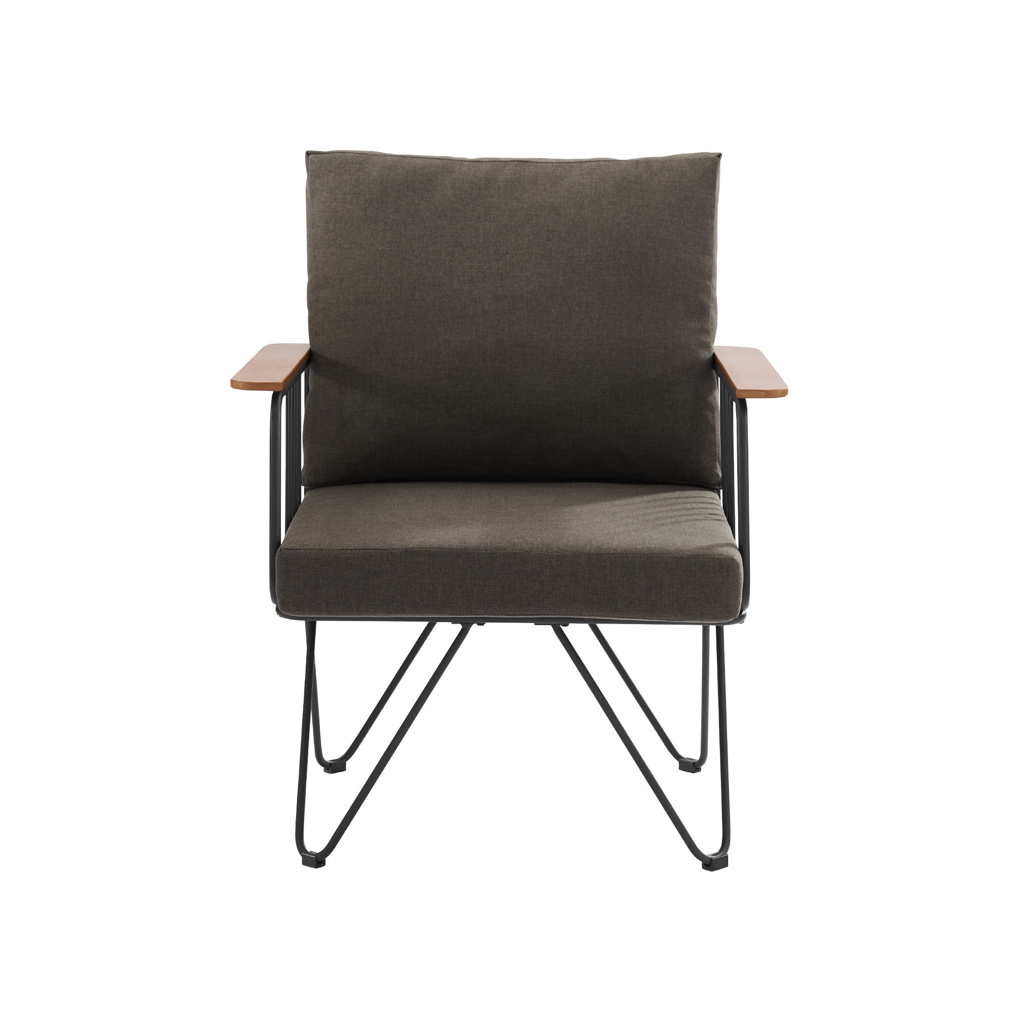 Manor Park Modern Hairpin Leg Metal and Wood Patio Chair, Clove Brown