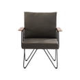 thumbnail image 2 of Manor Park Modern Hairpin Leg Metal and Wood Patio Chair, Clove Brown, 2 of 8