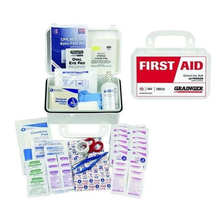 First Aid Kit, Type III, 106 Components, 25 People Served, Portable or Wall Mount, Plastic Housing