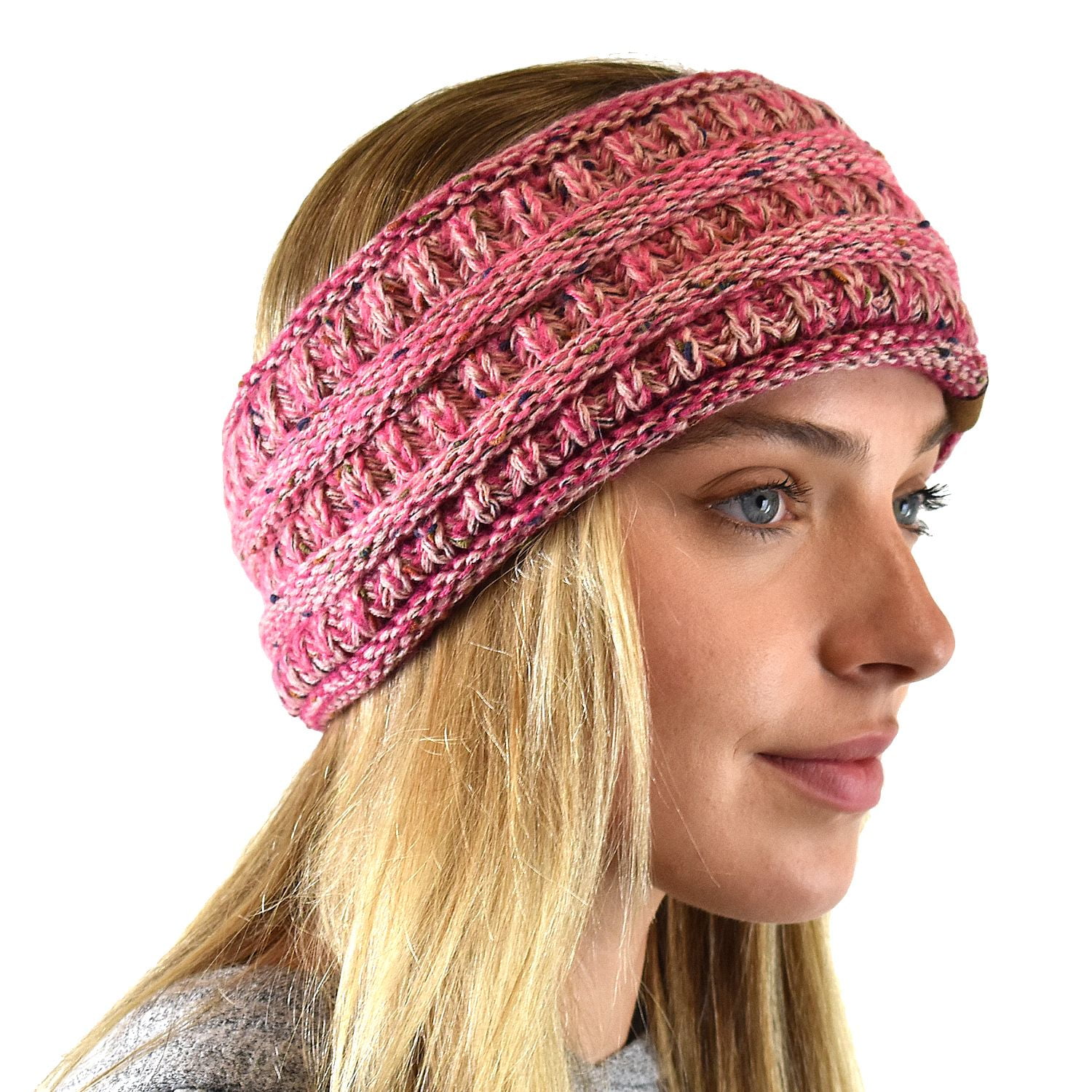 pretty in pink womens earwarmer. Pink knitted adult earwarmer adult headband