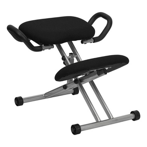 Scranton & Co Foam Fabric Ergonomic Kneeling Office Chair in Black/White
