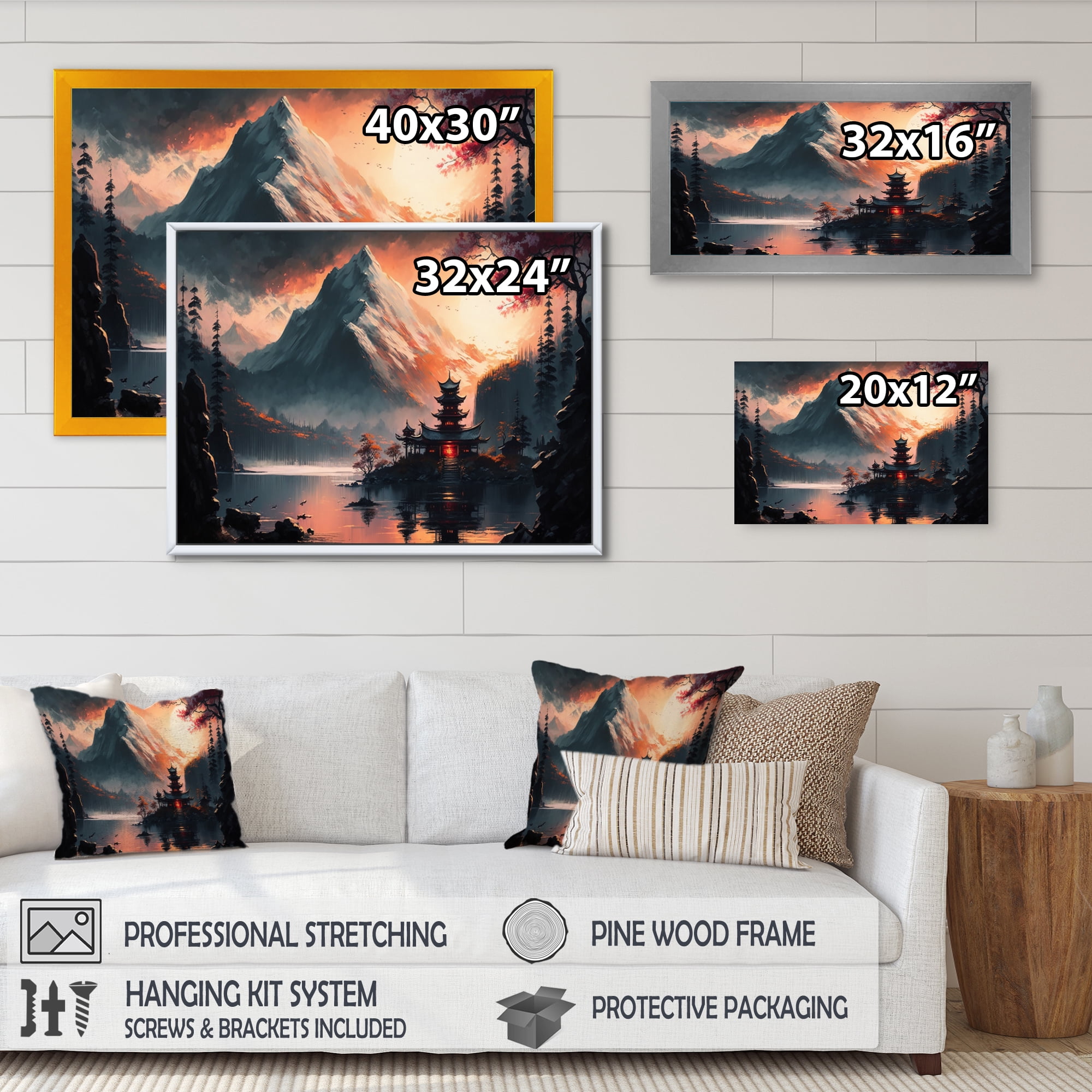 Designart Architectural Building On Island Landscape IV Canvas Wall Art