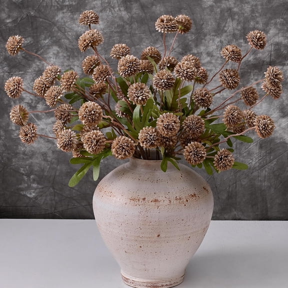10pcs Fake Flowers, Artificial Pompon Mums, Bulk Faux Chrysanthemums Flowers for Indoor Home Decorations, Boho Decor, Pink, No vase