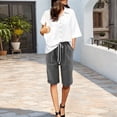 thumbnail image 3 of Shorts for Women Lounge Casual Shorts Elastic Waist Knee Length Shorts Loose Fit Summer Bermuda Shorts with Pockets, 3 of 9