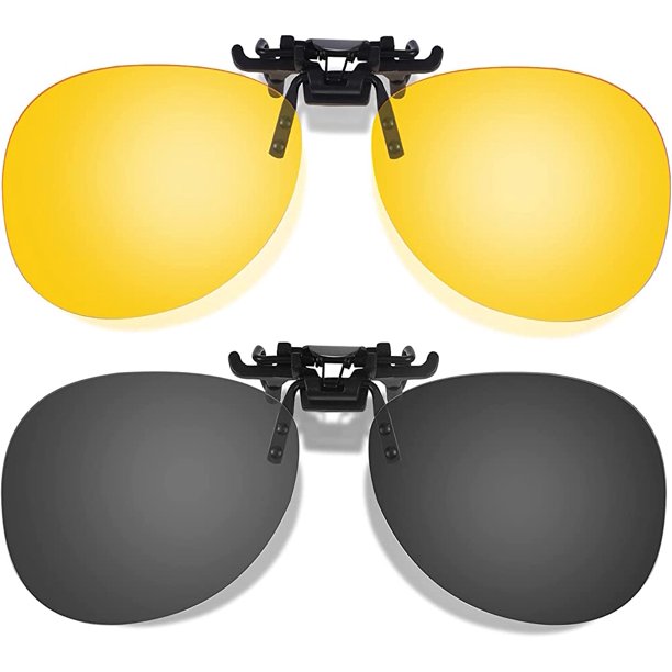 2 Piece Sun Clip Polarized Clip On Sunglasses Over Glasses for Men