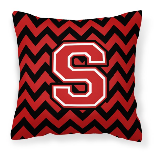 Almohada decorativa de tela negra y roja Caroline's Treasures Letra S Chevron 14 H x 14 W multicolor CJ1047-SPW1414