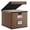 (Leather) Brown, variant on File Organizer Box with Lid, Collapsible File Folder Organizer for Office Document Storage, Filing Box with Plastic Slide for Letter Size Hanging File Folders(1 Pack, Black)
