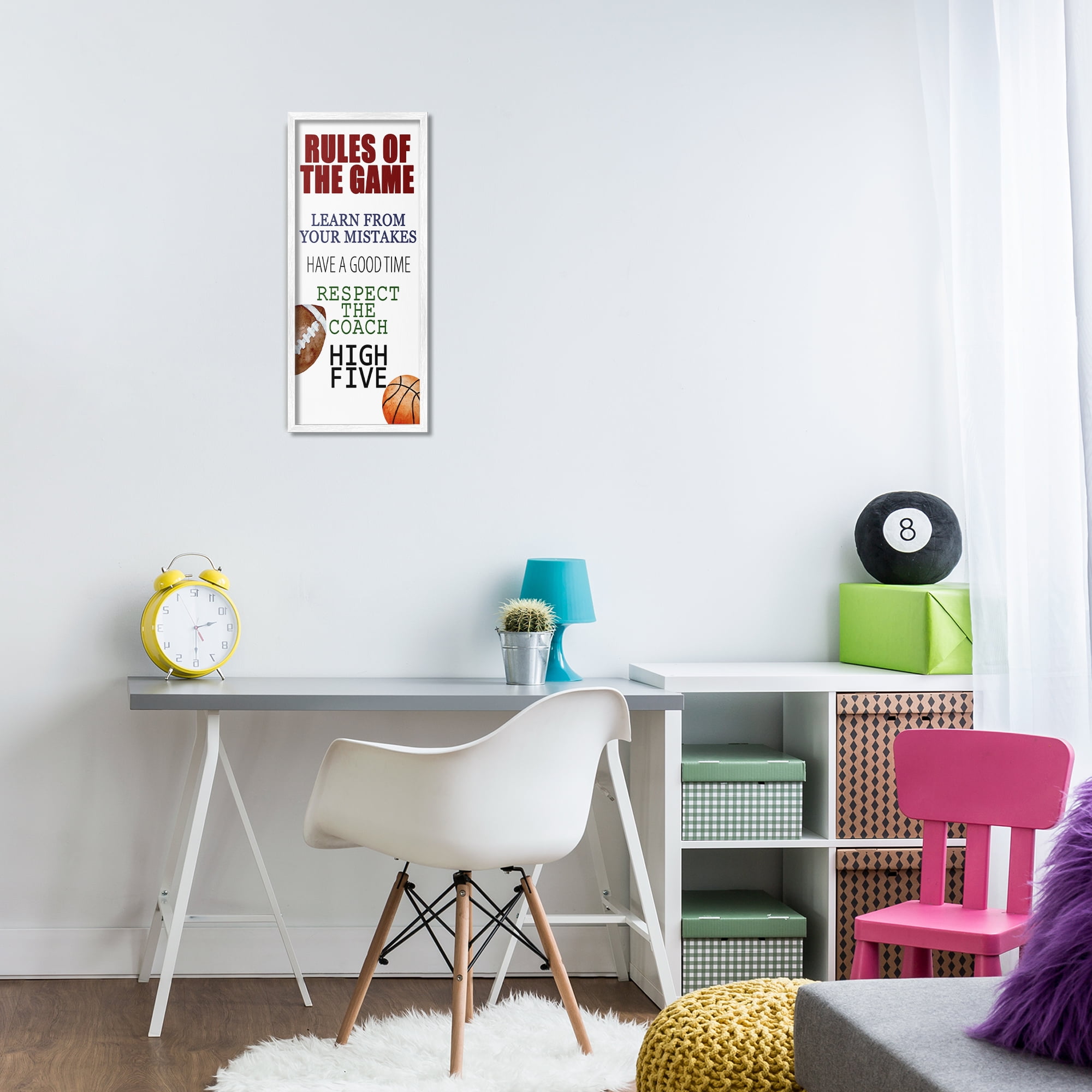 Motivational Rules Of The Game White Framed Giclee Art, design by Kim Allen