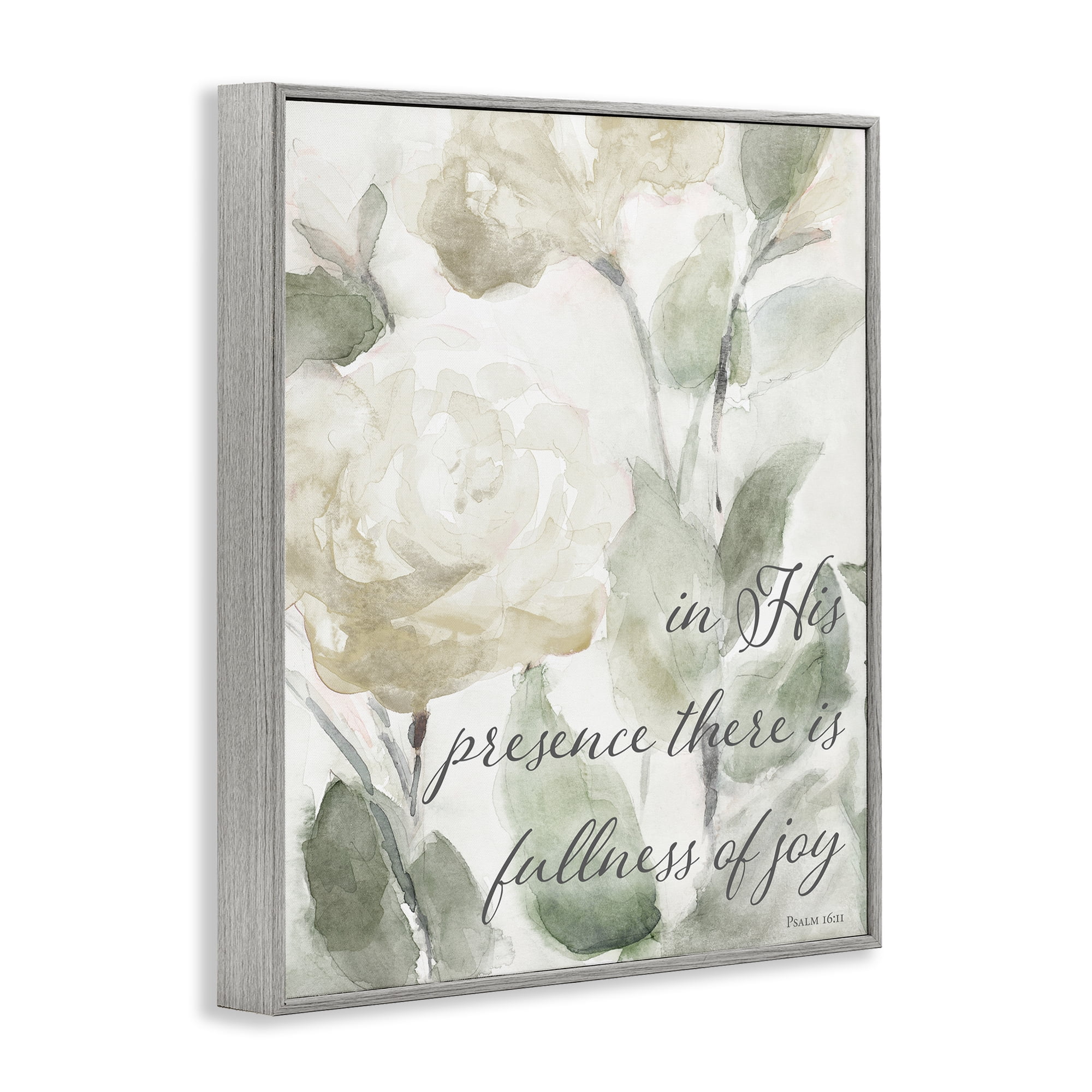 Stupell Industries His Presence Floral Scripture Gray Framed Giclee Art, design by Lanie Loreth