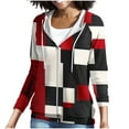 thumbnail image 5 of Zip Up Hoodie Women Lightweight Graphic Plaid Striped Fleece Sweatshirts with Hood Long Sleeve Trendy Drawstring Dressy Casual Loose Jackets Fall Winter Warm Outfits with Pockets, 5 of 7