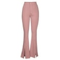 thumbnail image 4 of XFLWAM Womens High Waist Bootcut Wide Leg Flare Pants Flared Leg Trousers Dressy Slit Hem Bell Bottoms Pink L, 4 of 7