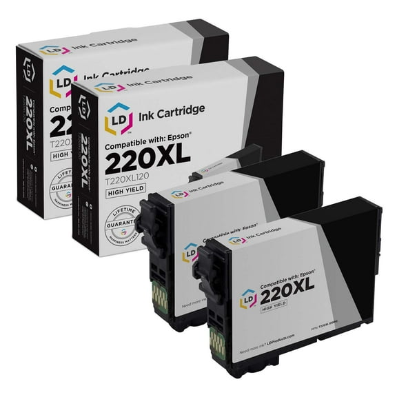 LD Products Compatible Replacement for Epson 220XL Ink 220 XL T220XL120 HY (Black, 2-Pack)