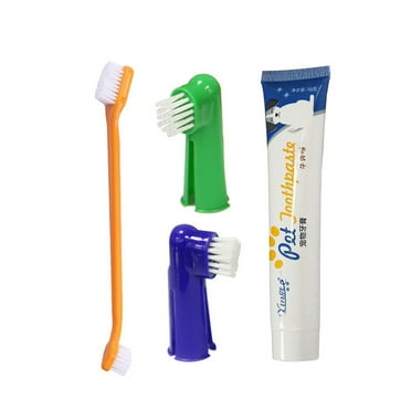 4Pcs Cat Dental Care Tool Set, Cat Toothpaste, Dual Headed Toothbrush and Finger Brush, Brush Oral Kit for Pet Care