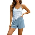 thumbnail image 2 of Ayolanni 2 Piece Pajamas Set for Women Soft Sleeveless Cami Tops and Shorts Pjs Comfy Striped Summer Loungewear Sleepwear Sets L, 2 of 5