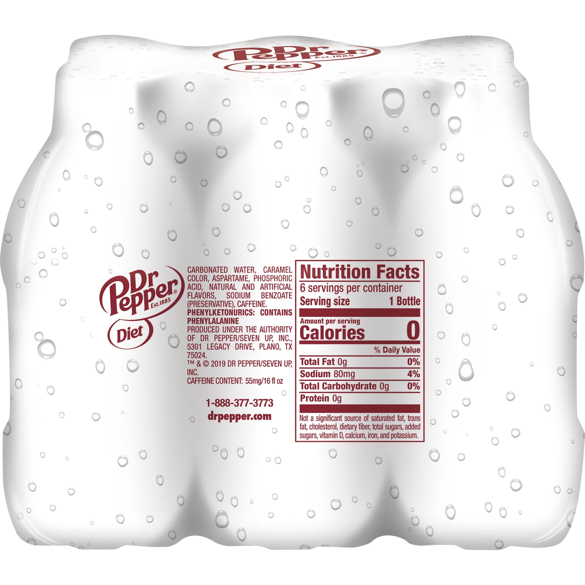 (4 pack) Diet Dr Pepper Soda Pop, 16 fl oz, 6 Pack Bottles