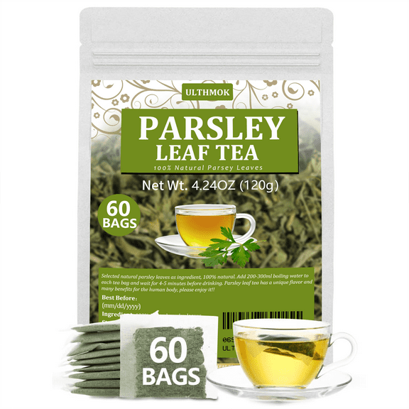 ULTHMOK Parsley Tea Bags, 100% Wild Parsley Leaves, 60 Count