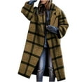 thumbnail image 2 of Usmixi Winter Womens Wool Jacket Trench Overcoat for Women Fashion Plaid Print Button Lapel Plus Size Long Coat Long Sleeve Cozy Woolen Coats Outwear with Pocket 2023 Wool Jacket, 2 of 6