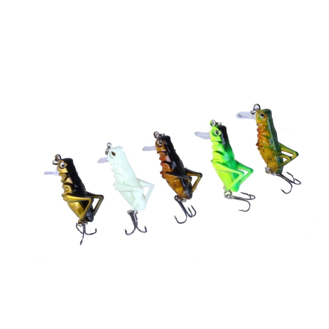 tredstone 5Pcs Simulation Grasshopper Fishing Bait Bionic Luminous Lure Tackle Hooks Artificial Cricket Insect Bait Fishhook