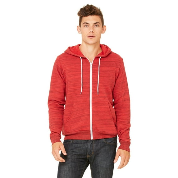 Branded Bella + Canvas Unisex Poly-Cotton Fleece Full-Zip Hoodie - RED MARBLE FLC - XS (Instant Saving 5% & more)