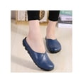 thumbnail image 4 of Eloshman Ladies Mules Closed Toe Flats Slip On Clogs Driving Fashion Comfort Leather Mule Lightweight Casual Shoes Dark Blue US 7, 4 of 5