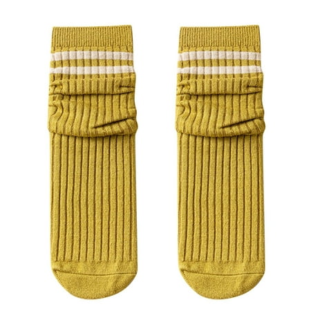 

Women Knitted Cotton Striped Socks Mid Tube Autumn And Qinter All Long Tube Pure Cotton Pile Socks Christmas Stockings Christmas A One Size