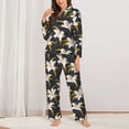thumbnail image 2 of Lsque Lilies Flowers Pattern Long Sleeve Pajama Set for Women - Soft 2-Piece Sleepwear and Loungewear Set with Pockets, Comfy Nightwear-Small, 2 of 7