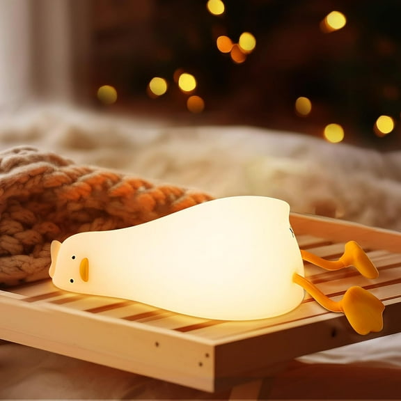 Duck Night Light - Cute Nursery Duck Night Light, LED Squishy Duck Lamp, Silicone Lying Flat Dimmable Light up Duck, Rechargeable Bedside Touch Lamp for Breastfeeding, Bedroom.