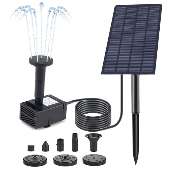 BN-LINK 2.5W Solar Fountain Pump,Solar Power Water Pump with 5 Nozzles, Outdoor Solar Pump for Bird Bath ,Garden Pool, Pond, Fish Tank