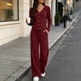 thumbnail image 7 of Miqool Womens 2 Piece Outfits Corduroy V Neck Button Front Long Sleeve Top Matching Pants Set Casual Loungewear Tracksuit S‑XXL, 7 of 7