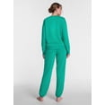 thumbnail image 4 of Joyspun Women's Fleece Pajama Set, Crewneck Top and Joggers, Serrano Pepper, Size L, 4 of 5