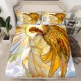 thumbnail image 2 of jejeloiu Angel Wings Queen Sheet Set,Yellow White,Microfiber Decor For Adults,4-Piece, 2 of 7