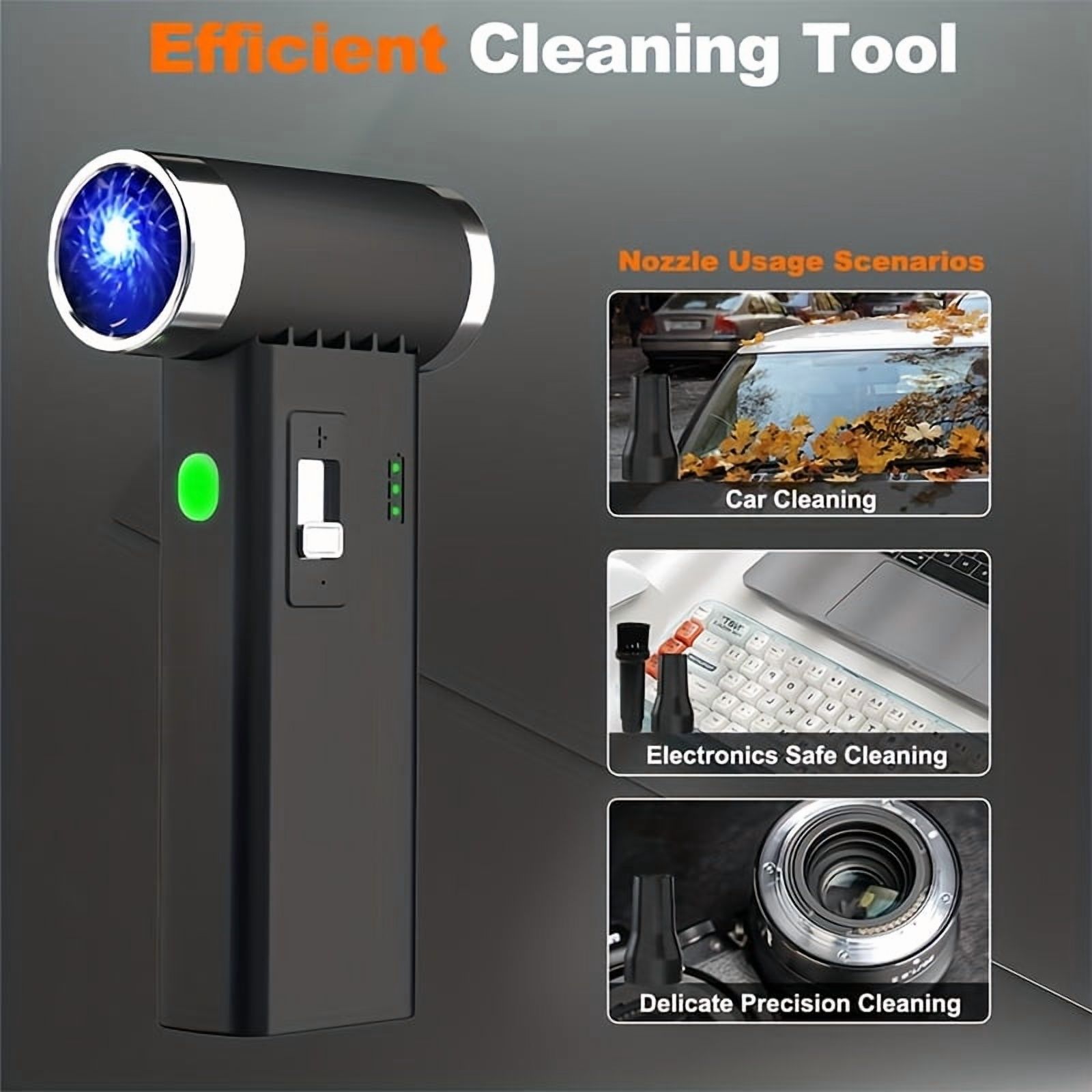 High-speed electric air blower dust collector | Cordless rechargeable compressed air dust collector, 0-100% stepless speed regulation, suitable for computer, car, and home cleaning, USB charging, ≤36
