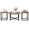 thumbnail image 1 of Costway 3 PCS Coffee Table Set Round Coffee Table and 2PCS Square End Tables Metal Frame Walnut, 1 of 10