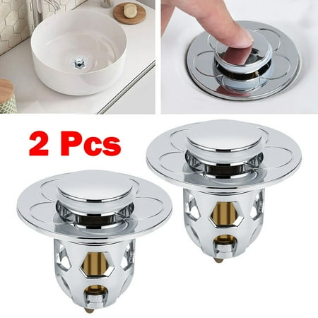 

Lierteer 2x Waterproof Bathroom Sink Plug Stopper Wash Basin Core Bounce Drain Filter